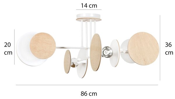 Stropní svítidlo ZITA 4 – bílé, 4× E27, šířka 86 cm