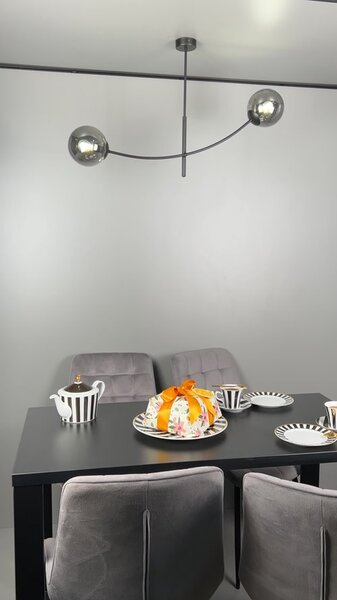 Stropní svítidlo HUNTER 2 – černé, opálové sklo, 2× E14, šířka 83 cm