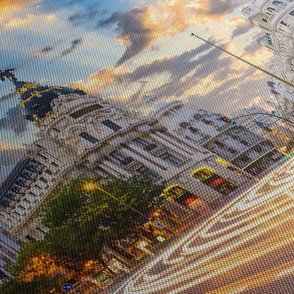 Obraz - Calle Gran Vía, Madrid, Španělsko (125x70 cm)