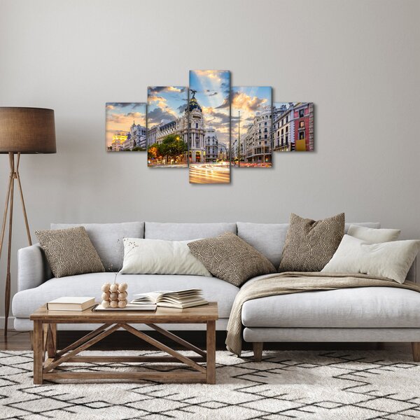 Obraz - Calle Gran Vía, Madrid, Španělsko (125x70 cm)
