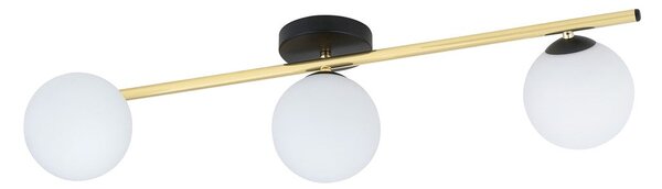 Stropní svítidlo SPLENDI 3 – černé, opálové sklo, 3× E14, šířka 80 cm