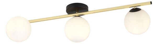 Stropní svítidlo SPLENDI 3 – černé, opálové sklo, 3× E14, šířka 80 cm