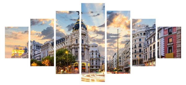 Obraz - Calle Gran Vía, Madrid, Španělsko (210x100 cm)