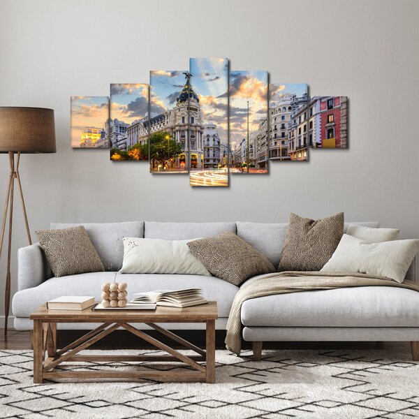 Obraz - Calle Gran Vía, Madrid, Španělsko (210x100 cm)