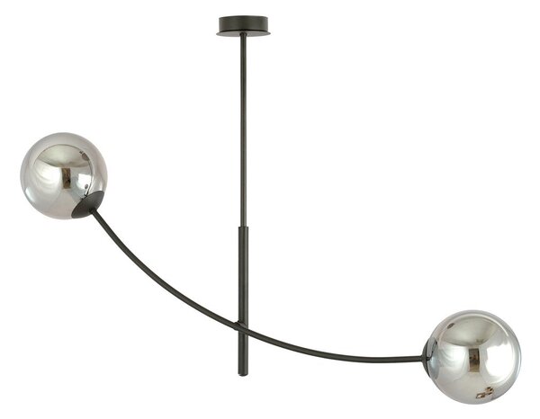 Stropní svítidlo HUNTER 2 – černé, grafitové sklo, 2× E14, šířka 83 cm