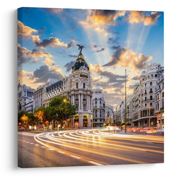 Obraz - Calle Gran Vía, Madrid, Španělsko (30x30 cm)