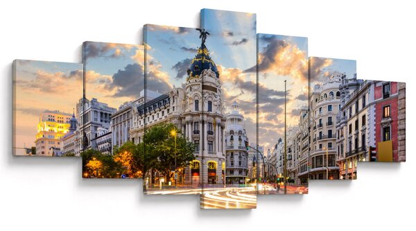 Obraz - Calle Gran Vía, Madrid, Španělsko (210x100 cm)