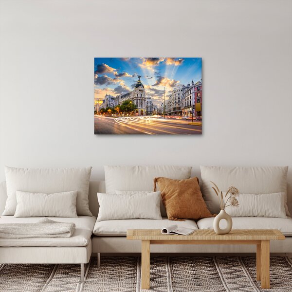 Obraz - Calle Gran Vía, Madrid, Španělsko (70x50 cm)