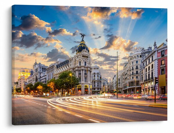 Obraz - Calle Gran Vía, Madrid, Španělsko (70x50 cm)