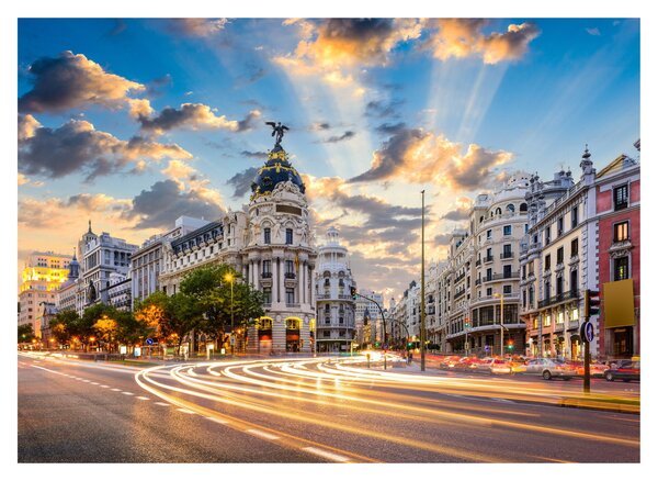 Obraz - Calle Gran Vía, Madrid, Španělsko (70x50 cm)