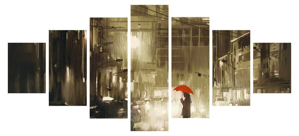 Obraz - Žena za deštivé noci (210x100 cm)