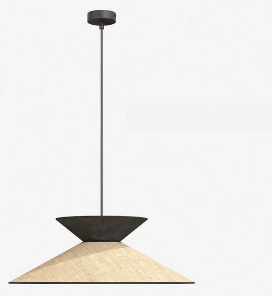 Závěsné svítidlo SOFTA 1 – černé, hnědočerné textilní stínidlo, 1× E27, šířka 50 cm