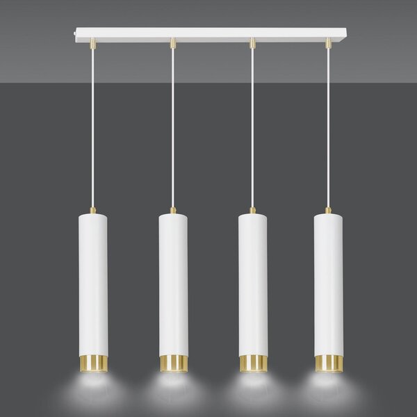 Závěsné svítidlo KIBO 4 – bílé / zlaté, 4× GU10, šířka 60 cm