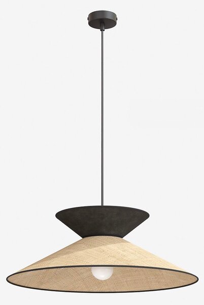 Závěsné svítidlo SOFTA 1 – černé, hnědočerné textilní stínidlo, 1× E27, šířka 50 cm
