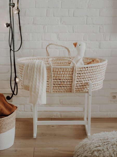Ahojbaby Houpací stojan na Mojžíšův košík pro miminko RockingBaby White bílý