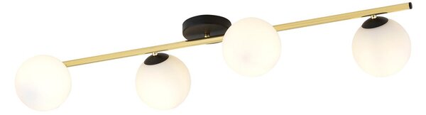 Stropní svítidlo SPLENDI 4 – černé, opálové sklo, 4× E14, šířka 100 cm