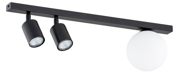 Stropní svítidlo BASTER 3 – černé, bílé sklo, 3× GU10/E14, šířka 60 cm