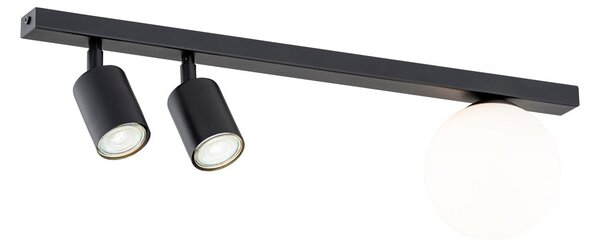 Stropní svítidlo BASTER 3 – černé, bílé sklo, 3× GU10/E14, šířka 60 cm