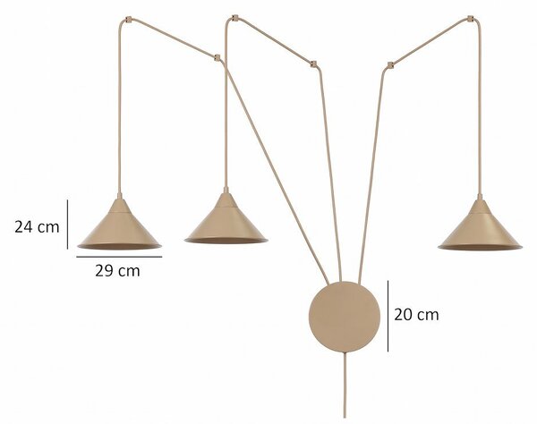 Závěsné svítidlo ABRAMO 3 – moka, 3× E27, šířka 400 cm