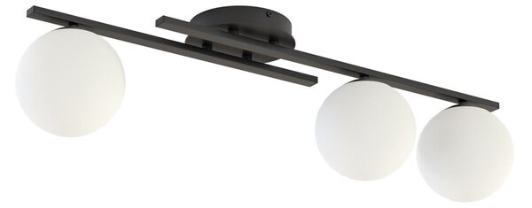 Stropní svítidlo KAIRO 3 – černé, opálové sklo, 3× E14, šířka 60 cm