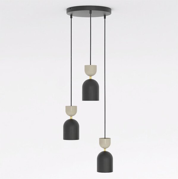 Závěsné svítidlo GAUDI 3 PREM – černé / moka, 3× E14, šířka 34 cm