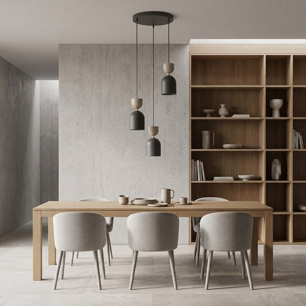 Závěsné svítidlo GAUDI 3 PREM – černé / moka, 3× E14, šířka 34 cm