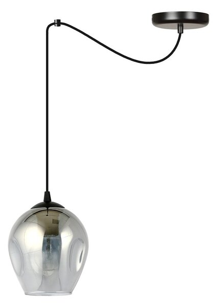 Závěsné svítidlo LEVEL 1 – černé, grafitové sklo, 1× E27, šířka 14 cm