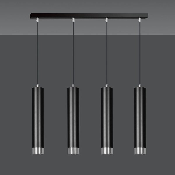 Závěsné svítidlo KIBO 4 – černé / chromové, 4× GU10, šířka 60 cm