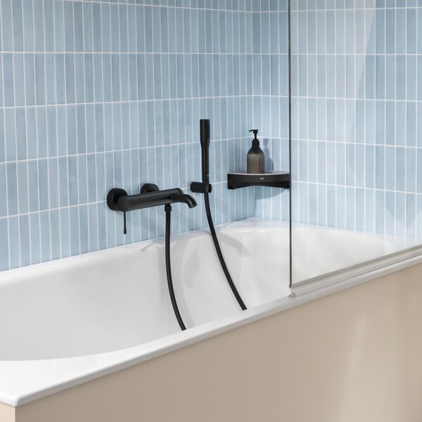 Grohe Essence New vanová baterie na stěnu s termostatem černá 336242431