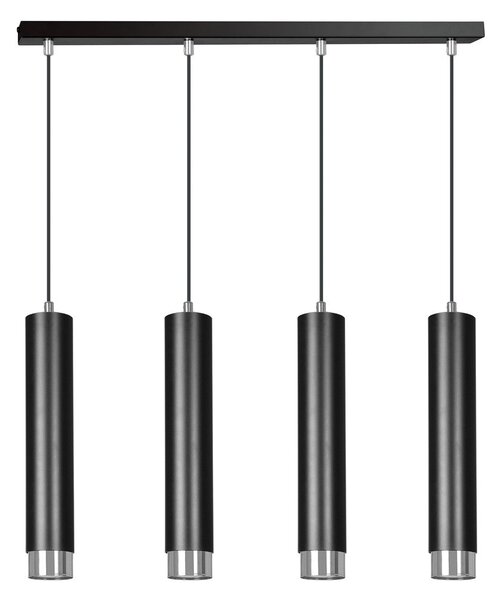 Závěsné svítidlo KIBO 4 – černé / chromové, 4× GU10, šířka 60 cm