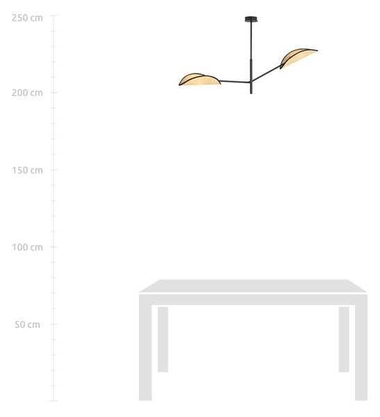 Stropní svítidlo VENE 2 – černé, hnědá textilní stínidla, 2× E14, šířka 102 cm