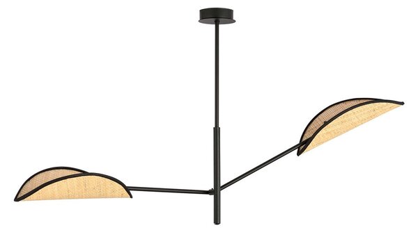 Stropní svítidlo VENE 2 – černé, hnědá textilní stínidla, 2× E14, šířka 102 cm