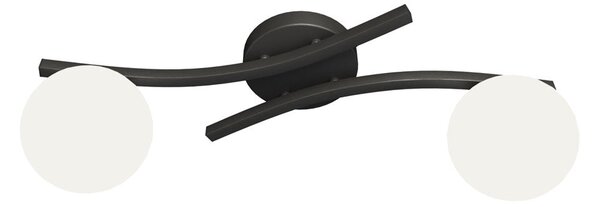 Stropní svítidlo OPUS 2 – černé, opálové sklo, 2× E14, šířka 60 cm
