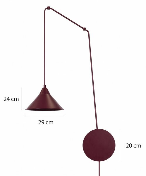 Závěsné svítidlo ABRAMO 1 – vínové, 1× E27, šířka 29 cm