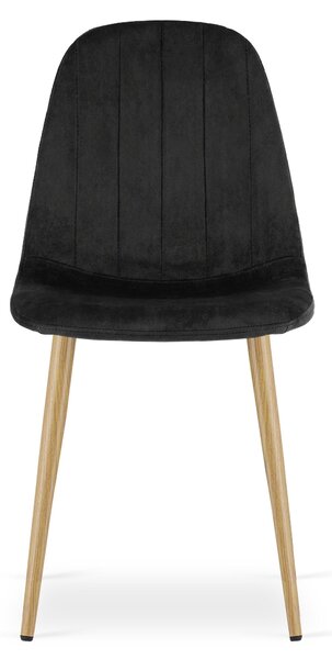 Židle – Leobert – Padva – černý samet/dubové nohy – 44,5 × 53 × 87 cm – sada 3 kusů
