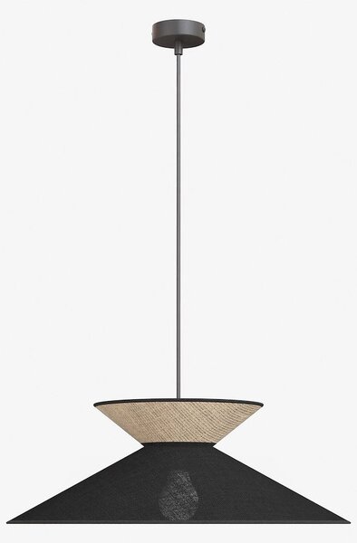 Závěsné svítidlo SOFTA 1 – černé, černohnědé textilní stínidlo, 1× E27, šířka 50 cm
