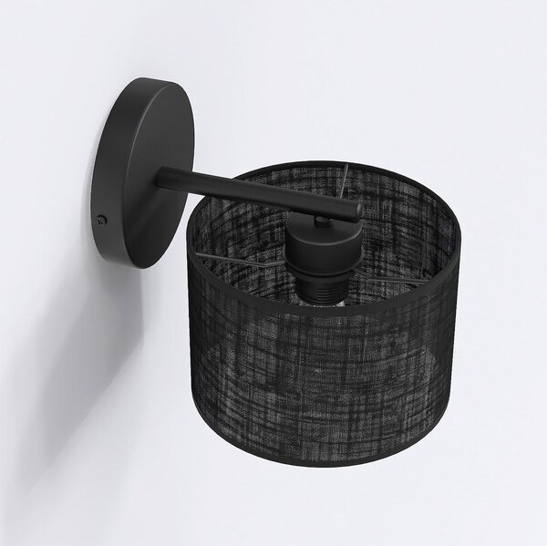 Nástěnné svítidlo ECO K1 – celočerné, textilní stínidlo, 1× E27, šířka 31 cm