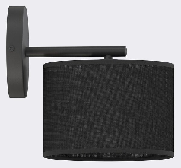 Nástěnné svítidlo ECO K1 – celočerné, textilní stínidlo, 1× E27, šířka 31 cm