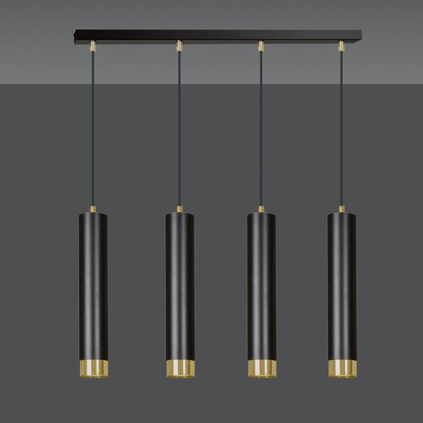 Závěsné svítidlo KIBO 4 – černé / zlaté, 4× GU10, šířka 60 cm