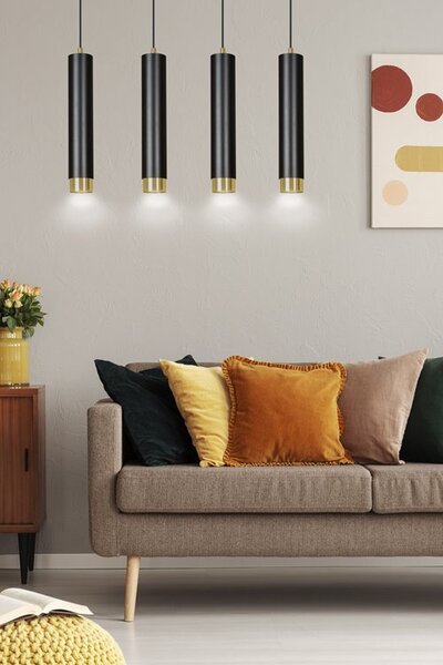 Závěsné svítidlo KIBO 4 – černé / zlaté, 4× GU10, šířka 60 cm