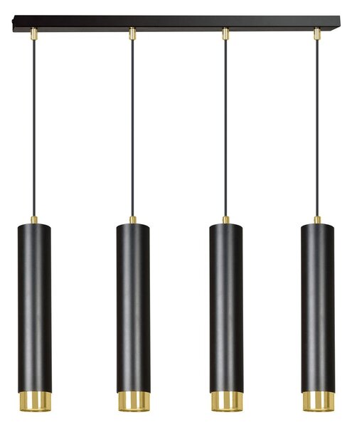 Závěsné svítidlo KIBO 4 – černé / zlaté, 4× GU10, šířka 60 cm