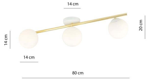 Stropní svítidlo SPLENDI 3 – bílé, opálové sklo, 3× E14, šířka 80 cm