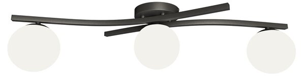 Stropní svítidlo OPUS 3 – černé, opálové sklo, 3× E14, šířka 85 cm