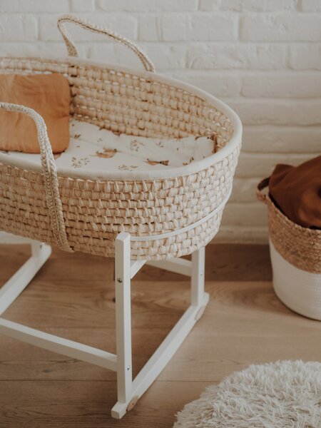 Ahojbaby Houpací stojan na Mojžíšův košík pro miminko RockingBaby White bílý