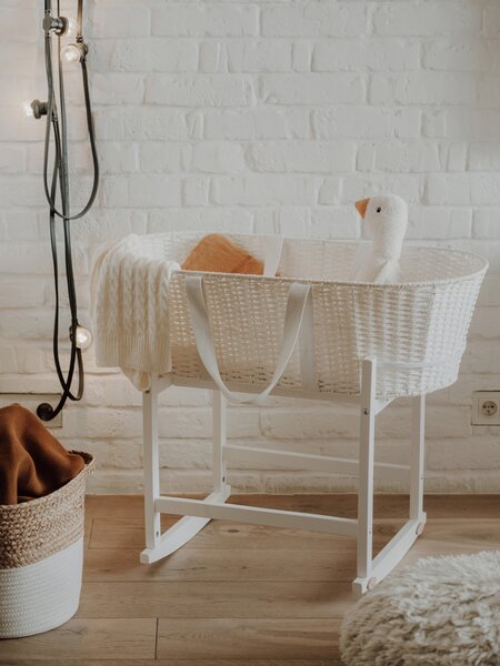 Ahojbaby Houpací stojan na Mojžíšův košík pro miminko RockingBaby White bílý