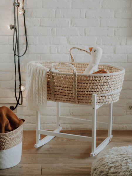 Ahojbaby Houpací stojan na Mojžíšův košík pro miminko RockingBaby White bílý