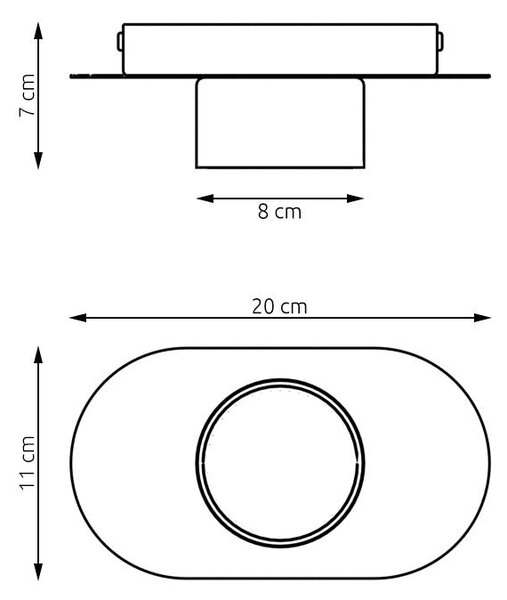 Stropní svítidlo STILO 1 – černé, 1× GX53, šířka 20 cm