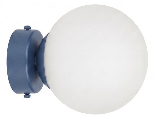Nástěnné svítidlo MAGNUS K1 – tlumeně modré, bílé sklo, 1× E14, šířka 31 cm