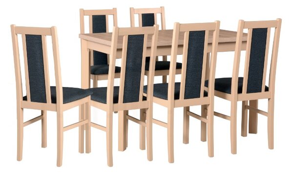 MILÉNIUM 1 Jídelní set, stůl + 6 židlí,dub sonoma