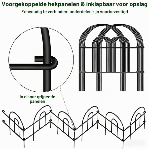Zahradní plot - 35 panelů - 45,7 cm výška - Černé železo - 50 stop